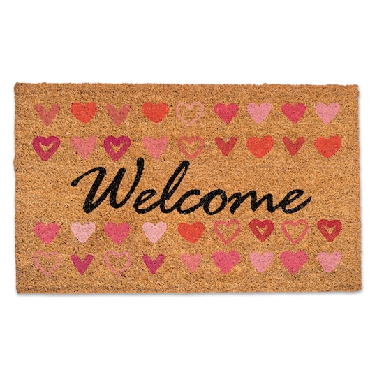 Welcome And Hearts 30" x 18" Door Mat